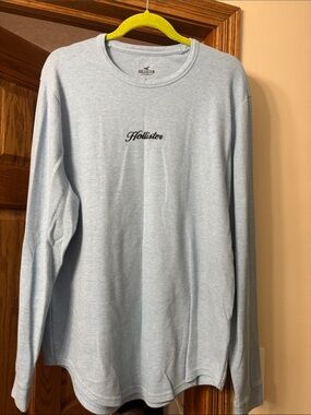 Hollister Pale Blue Long Sleeve Crew with Script Logo